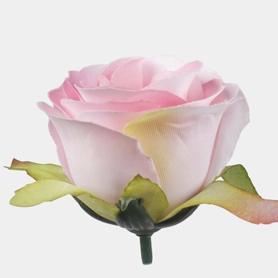 Ruža hlava v puku 6 cm, Lt.Pink/Lt.Green, 24 ks/bal