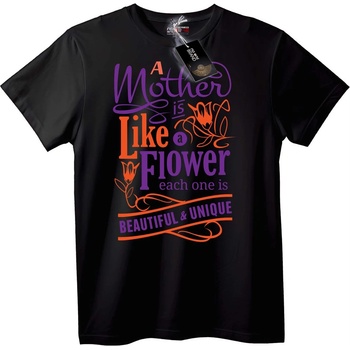 NOONEBRAND Тениска Майка Като Цвете - 2XL, Black
