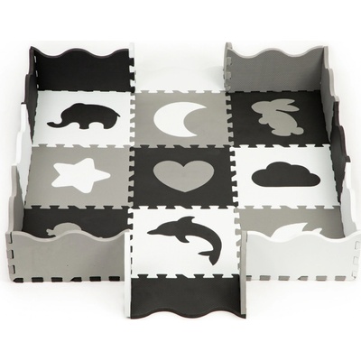 Ecotoys Pěnové puzzle Zvířata a tvary černá-bílá SX s okraji