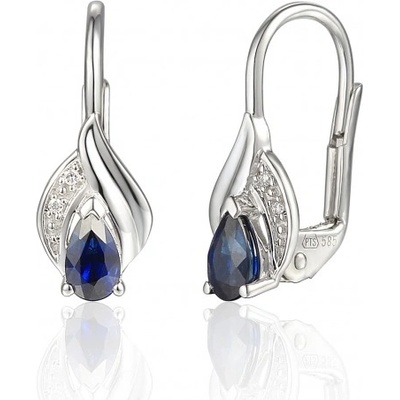 Gems, Působivé náušnice Roya, bílé zlato s brilianty a safíry, 585-38-3-0945.1B00.0.00.HSI.602.08