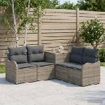 vidaXL Комплект дивани 5 бр. Сив и тъмен сив Полиротан и стомана (3447760)