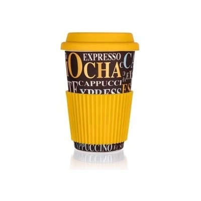 Banquet Hrnek keramický se silikonovým víčkem GO dekor Coffee 400 ml