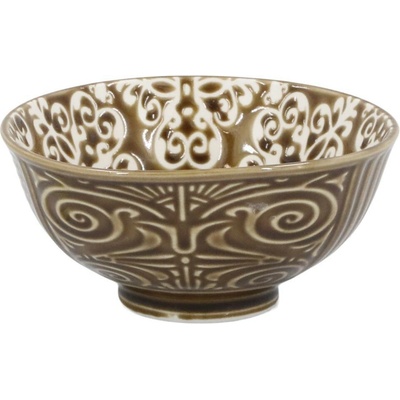 Chic Antique Hnědá porcelánová miska s květy uvnitř Arés 12 x 5,5 cm 300 ml