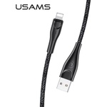 USAMS кабел U41 Lightning, плетен, черен, Fast Charge (Usa000565)