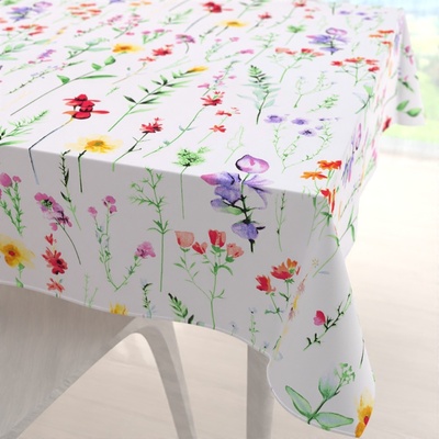 Biante bavlna čtvercový ubrus Sandra SA-492 Květovaná louka na bílém 150x150cm
