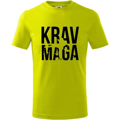 Nápis Krav Maga tričko detské limetková