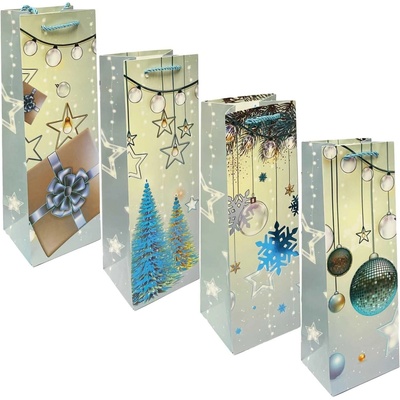 Dárková taška na láhev 35x12cm „Mix Nový rok“, modré