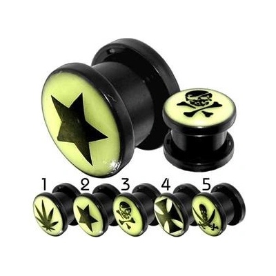 Šperky4U plug do ucha fosforeskující PL01069-10M