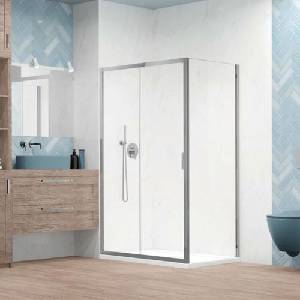 Radaway Правоъгълна душ кабина с плъзгаща се врата Radaway Alienta 100x90 см хром-прозрачна (10260100-01-01+10270090-01-01)