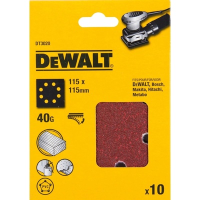 DeWALT Brúsny papier 115 x 115 mm, P40, suchý zips, (10 ks) DT3020