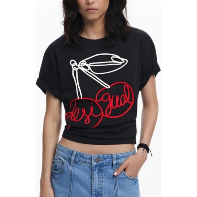 DESIGUAL Дамска тениска с къс ръкав desigual, Размер xs, Цвят Черен (25wwtk51_ne2000)