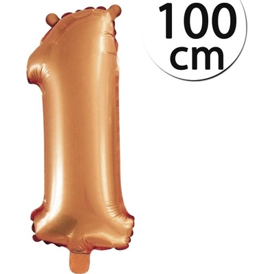 FUN RAG 1Bronze 222417 Héliový balón fóliový číslo 1 bronzová 100 cm