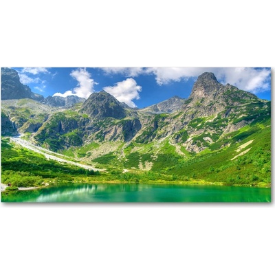 Foto obraz sklo tvrzené Jazero v horách 100x50 cm