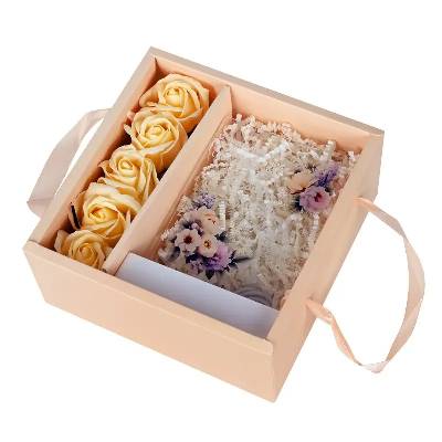 Подаръчен комплект - интериорна 3d - led лампа с послание и сапунени рози (К102331-1)