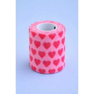 žltýBAND súdržný obväz 7,5 cm x 4,5 m, ružové srdiečka 12 ks