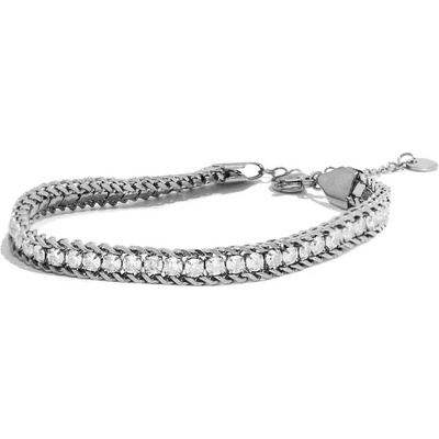 Grace Jewellery Luxusní ocelový náramek se zirkony chirurgická ocel BN-10-352A-2 stříbrná
