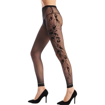 Dámské punčochy Black Fishnet Floral Pantyhose