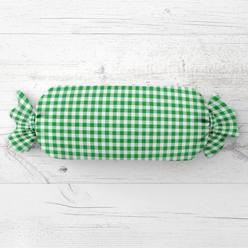 Biante Vankúš valec bonbon Sandra SA-058 Zeleno-biele kocky 15x80