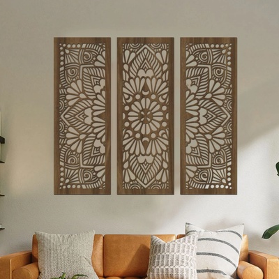 dřevo života Dřevená 3 dílná mandala QUADRO Zvolte barvu dekoru: Ořech, Rozměry (cm): 120x100