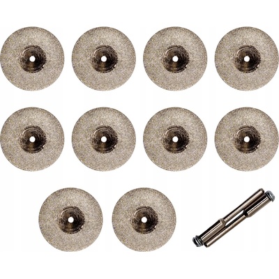 DIAMANTOVÝ KOTOUČ 50mm PRO MINIBRUSKU DREMEL, 10 KOTOUČŮ + 2 TRNY