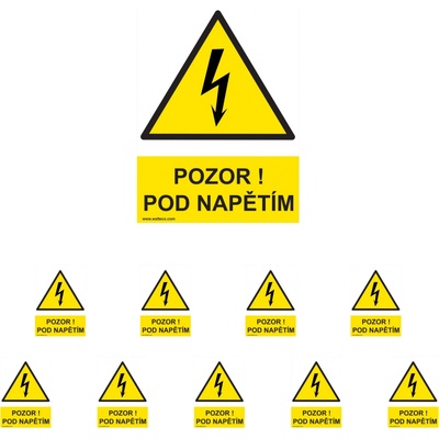 Walteco Pozor! Pod napětím 210x297mm, formát A4, plastová tabulka Množství: 10 ks , 20025BP2