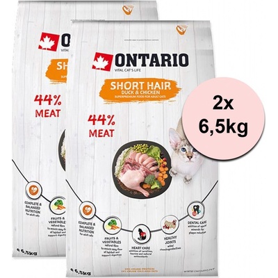 Ontario Cat Short Hair Duck & Chicken 2 x 6,5 kg