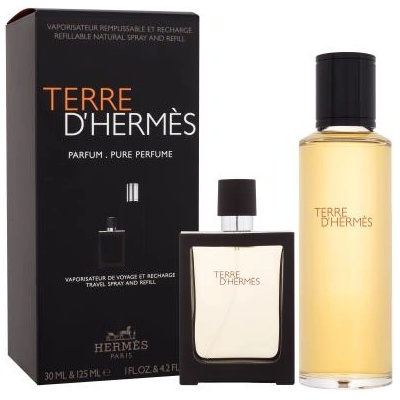 Hermès Terre d´Hermès пълнител подаръчен комплект: парфюм пълнител 125 ml + парфюм зареждаем флакон 30 ml за мъже