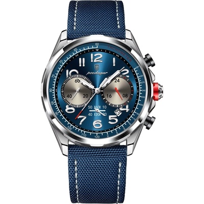 Poedagar Мъжки часовник Poedagar CS1856, естествена кожа, син, син циферблат (CS1856)