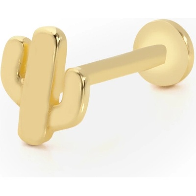 Lillian Vassago Zlatý piercing labreta s kaktusom LLV92-GPI006LB
