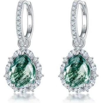 Olivie strieborné náušnice MACHOVÝ ACHÁT 7764