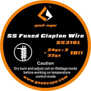 GeekVape drôt SS Fused Clapton Wire 24ga*2+32ga SS316L 3m