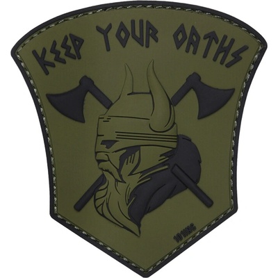 Gumová nášivka 101 Inc nápis Keep Your Oaths Viking - olivová