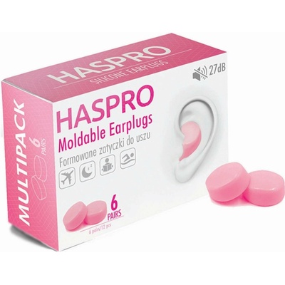 HASPRO 6P silikonové špunty do uší, růžové