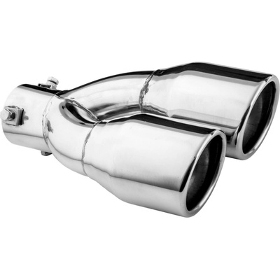 ASSO koncovka výfuku nehrdzavejúca oceľ dvojitá okrúhla, vonkajší priemer 2× 80 mm, dĺžka 305 mm