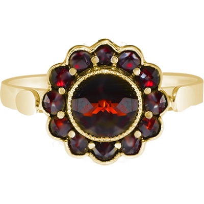 Český granát pozlacený prsten stříbrný 120144Z