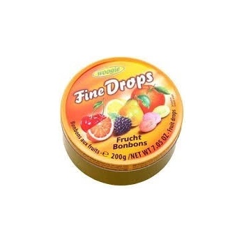 Woogie Fine Drops bonbóny s ovocnou příchutí v kovové krabičce 200 g