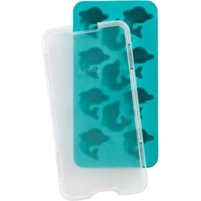 Lékué Форма за кубчета лед 23 см, делфини, тюркоазени, гума, Lékué (LKE882500)