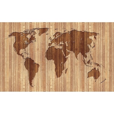 Preinterier FT3768 Fototapeta na stenu Mapa sveta – drevená vlies 104cm x 70cm