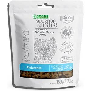 Nature's Protection Superior Care White Dogs Endurance with Insects- снакс за поддържане на издръжливостта с насекоми и ориз за възрастни кучета от всички породи с бяла козина- 150гр