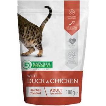 Nature's Protection Nature's Protection CAT Duck & Chicken Hairball Control - пауч с патешко и пиле за косменни топки за израснали котки, 100 гр