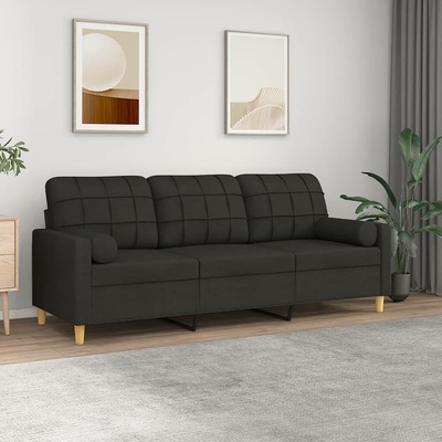 vidaXL 3místná pohovka s polštáři černá 180 cm textil 11461.3200794