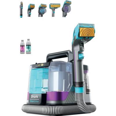 Прахосмукачка за петна Shark StainStriker PX250EUT, 450W, 0.72 л, Преносима, Гъвкав маркуч, 4 приставки, Син/розов (PX250EUT)