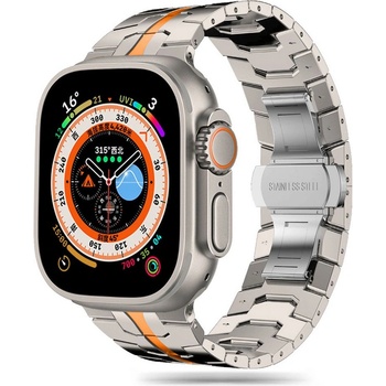 Tech-Protect Стоманена верижка за Apple Watch 6/7/8/9/10/SE/Ultra 1-2 (44/45/46/49 mm) от Tech-Protect Stainless Line - Titanium / Orange (5906203697311)