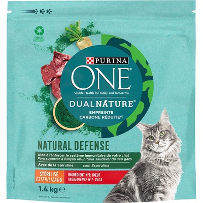 Purina ONE Dual Nature Sterilized hovädzie so spirulinou 3 x 1,4 kg