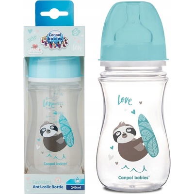 Canpol babies fľaša so širokým hrdlom Exotic Animals modrá 240 ml