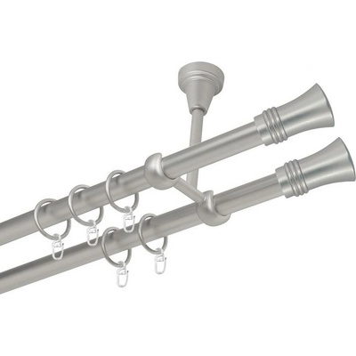 OK-GarnýžeCZ Garnýž kovová dvouřadá 16mm Capri double satina 220 cm do stropu / kroužky s háčkem