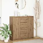 vidaXL Бюфет с чекмеджета дъб артизан 100, 5x35x98, 5 см инженерно дърво (3328461)