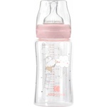 KikkaBoo Бебешко стъклено шише KikkaBoo Hippo Dreams - 240 ml, розово (31302020121) - baby