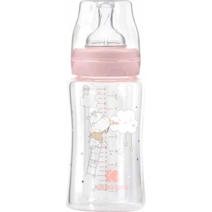 KikkaBoo Бебешко стъклено шише KikkaBoo Hippo Dreams - 240 ml, розово (31302020121) - baby