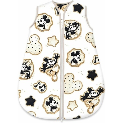 Baby Nellys Spací vak bavlna celoročná na zips Myška Retro biela s potlačou
